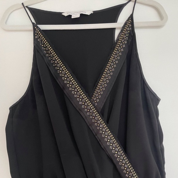 DVF Diane Von Furstenberg Silk Caroline Jewel Embellished Black Jumpsuit Size 12 - Picture 6 of 16